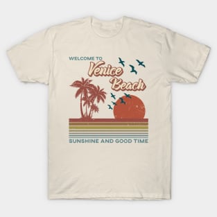 Venice Beach - Venice Beach Retro Sunset T-Shirt